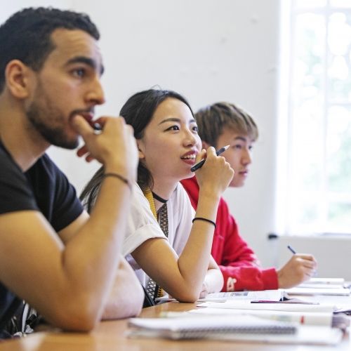 Students studying in class