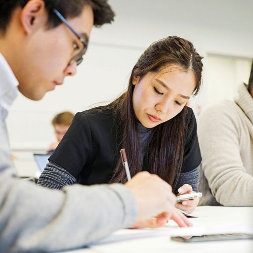 Student working in a classroom